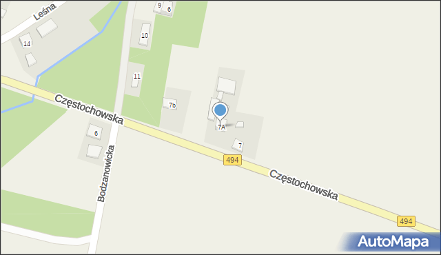 Bodzanowice, Częstochowska, 7A, mapa Bodzanowice