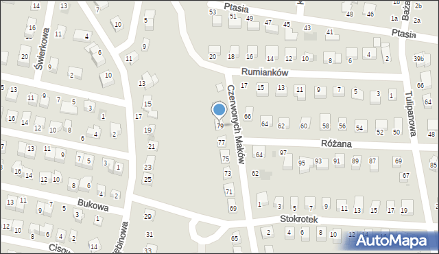 Bolesławiec, Czerwonych Maków, 79, mapa Bolesławca