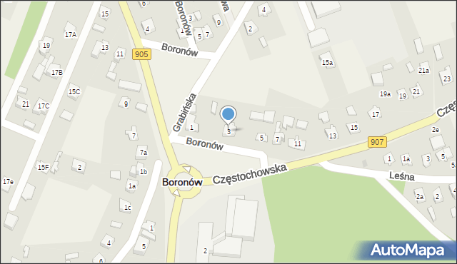 Boronów, Częstochowska, 3, mapa Boronów