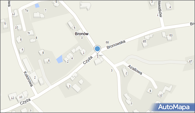 Bronów, Czyża Alojzego, 1, mapa Bronów