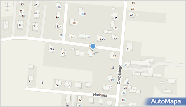 Brzezie k. Sulechowa, Czapskiego Józefa, 25, mapa Brzezie k. Sulechowa