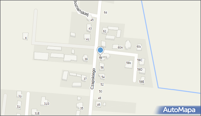 Brzezie k. Sulechowa, Czapskiego Józefa, 58, mapa Brzezie k. Sulechowa