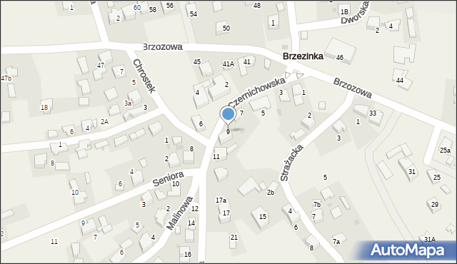 Brzezinka, Czernichowska, 9, mapa Brzezinka