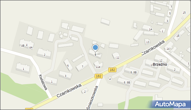 Brzeźno, Czarnkowska, 9, mapa Brzeźno