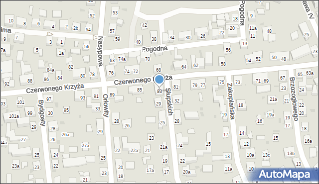 Bydgoszcz, Czerwonego Krzyża, 83, mapa Bydgoszczy