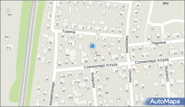Bydgoszcz, Czerwonego Krzyża, 86a, mapa Bydgoszczy