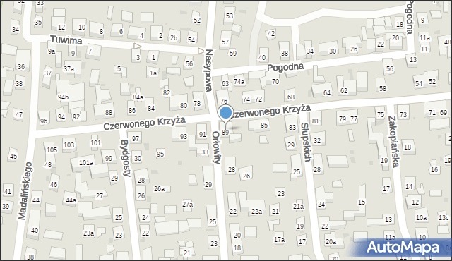 Bydgoszcz, Czerwonego Krzyża, 89, mapa Bydgoszczy