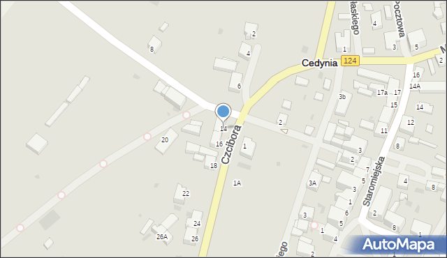 Cedynia, Czcibora, 14, mapa Cedynia