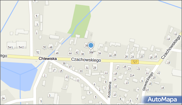 Chlewiska, Czachowskiego, 34a, mapa Chlewiska