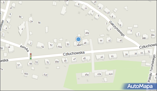 Chojnice, Człuchowska, 48A, mapa Chojnic