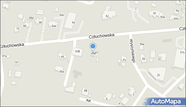 Chojnice, Człuchowska, 63a, mapa Chojnic