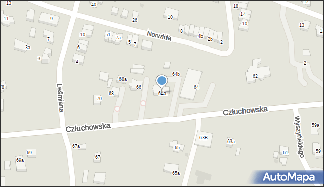 Chojnice, Człuchowska, 64a, mapa Chojnic