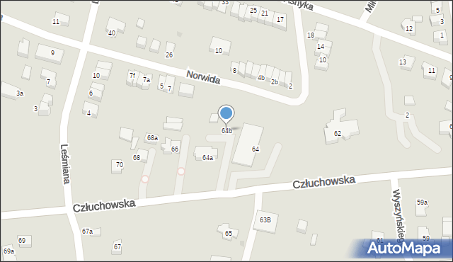 Chojnice, Człuchowska, 64b, mapa Chojnic