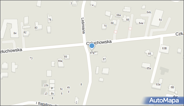 Chojnice, Człuchowska, 67a, mapa Chojnic