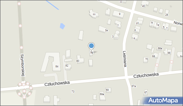 Chojnice, Człuchowska, 78, mapa Chojnic