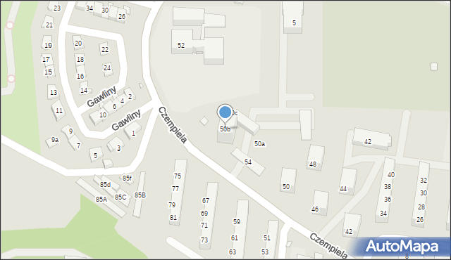 Chorzów, Czempiela Józefa, ks., 50b, mapa Chorzów
