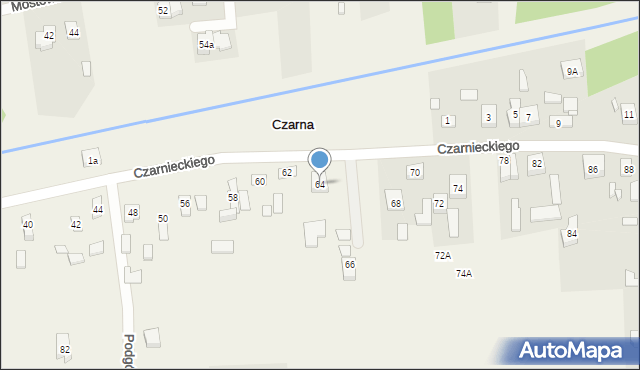 Czarna, Czarnieckiego Stefana, hetm., 64, mapa Czarna