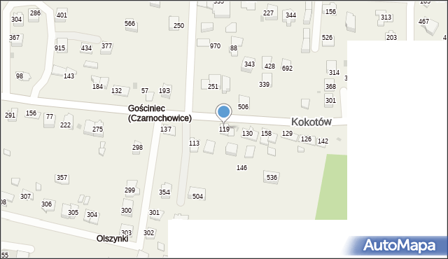 Czarnochowice, Czarnochowice, 119, mapa Czarnochowice