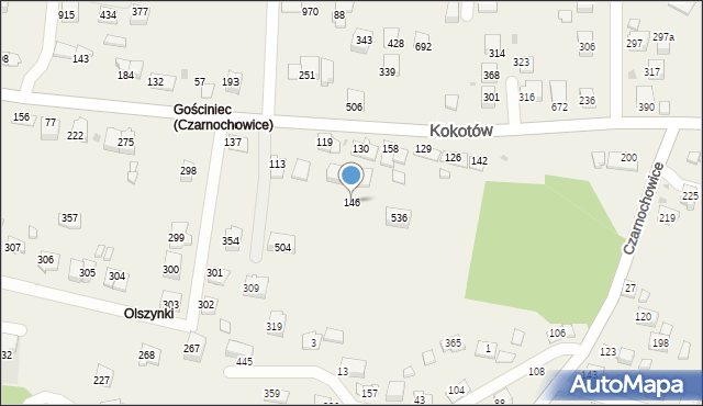 Czarnochowice, Czarnochowice, 146, mapa Czarnochowice