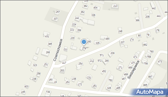 Czarnochowice, Czarnochowice, 274, mapa Czarnochowice