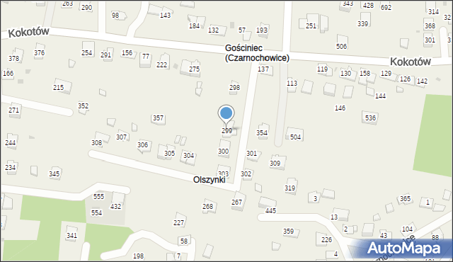 Czarnochowice, Czarnochowice, 299, mapa Czarnochowice