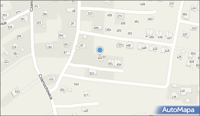 Czarnochowice, Czarnochowice, 411, mapa Czarnochowice