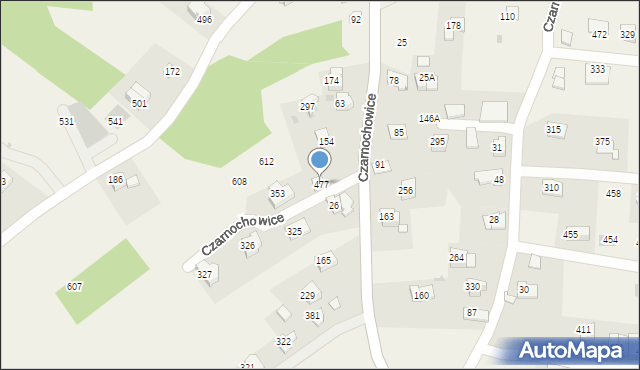 Czarnochowice, Czarnochowice, 477, mapa Czarnochowice