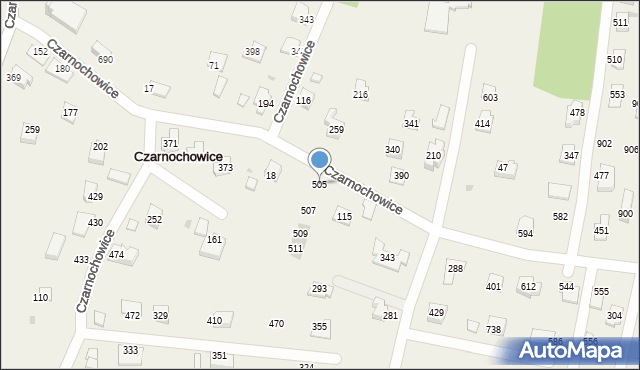 Czarnochowice, Czarnochowice, 505, mapa Czarnochowice