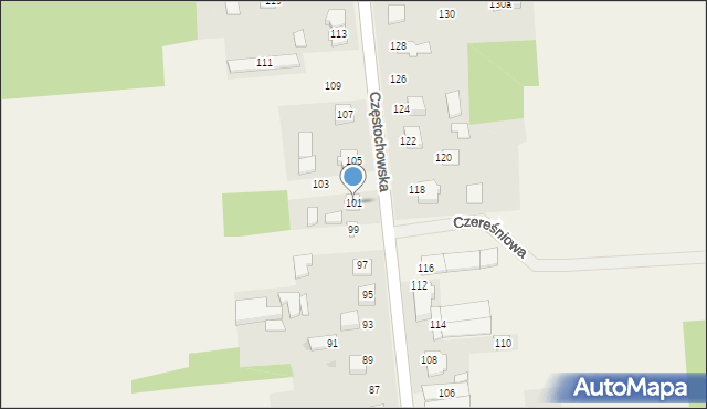 Czarny Las, Częstochowska, 101, mapa Czarny Las