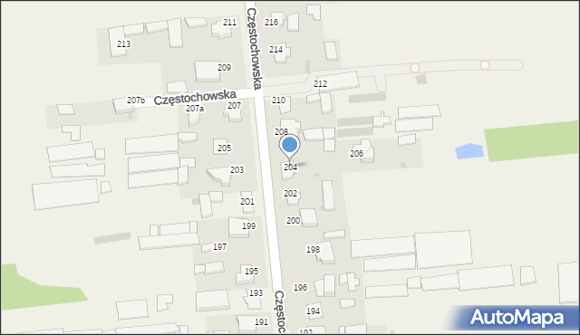 Czarny Las, Częstochowska, 204, mapa Czarny Las