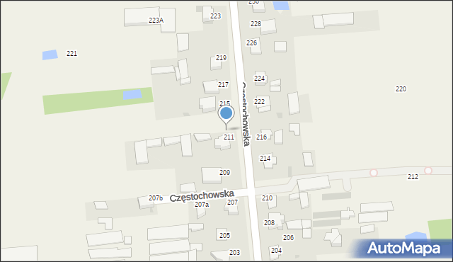 Czarny Las, Częstochowska, 213, mapa Czarny Las