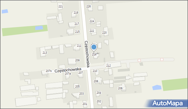 Czarny Las, Częstochowska, 214, mapa Czarny Las