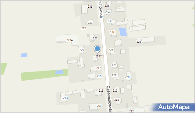 Czarny Las, Częstochowska, 219, mapa Czarny Las