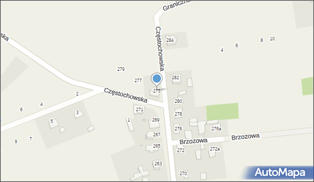 Czarny Las, Częstochowska, 275, mapa Czarny Las