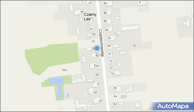 Czarny Las, Częstochowska, 51, mapa Czarny Las