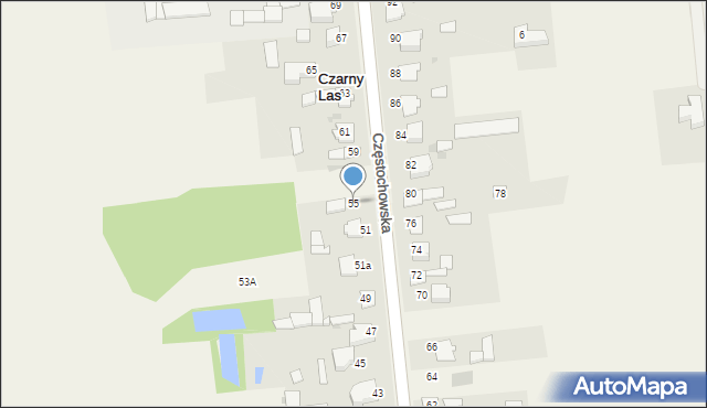 Czarny Las, Częstochowska, 55, mapa Czarny Las