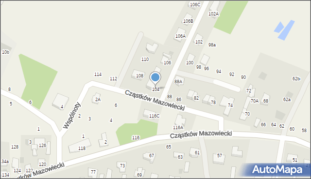 Cząstków Mazowiecki, Cząstków Mazowiecki, 104, mapa Cząstków Mazowiecki