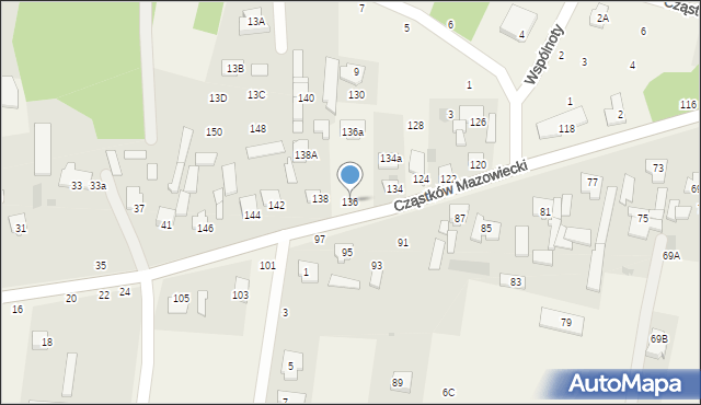 Cząstków Mazowiecki, Cząstków Mazowiecki, 136, mapa Cząstków Mazowiecki