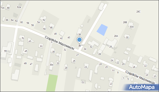 Cząstków Mazowiecki, Cząstków Mazowiecki, 36, mapa Cząstków Mazowiecki