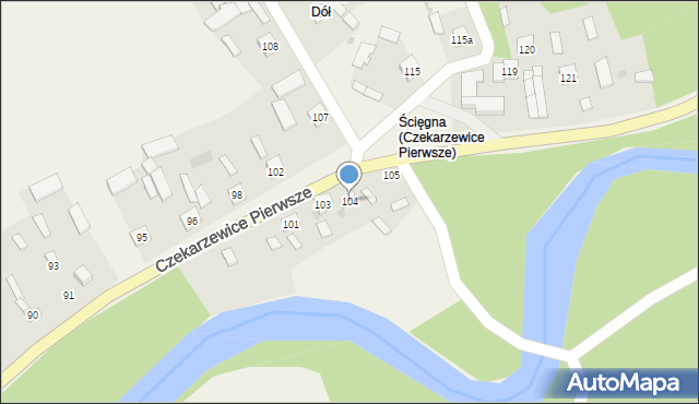 Czekarzewice Pierwsze, Czekarzewice Pierwsze, 104, mapa Czekarzewice Pierwsze