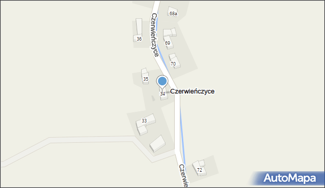 Czerwieńczyce, Czerwieńczyce, 34, mapa Czerwieńczyce