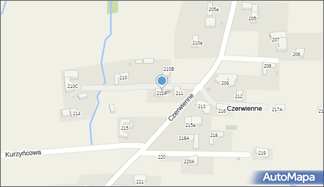 Czerwienne, Czerwienne, 211A, mapa Czerwienne