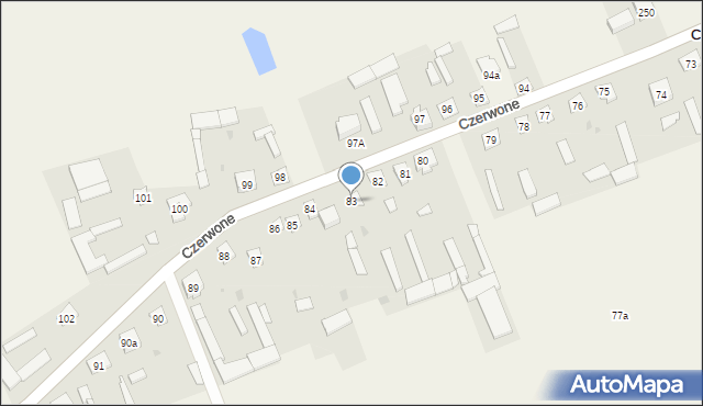 Czerwone, Czerwone, 83, mapa Czerwone