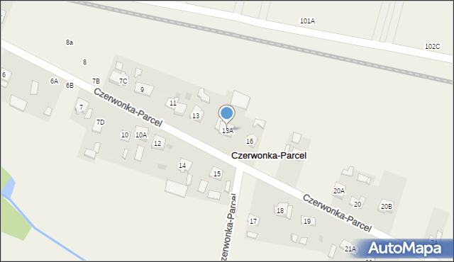 Czerwonka-Parcel, Czerwonka-Parcel, 13A, mapa Czerwonka-Parcel