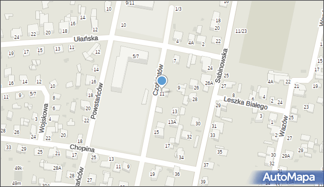 Częstochowa, Czołgistów, 11, mapa Częstochowy