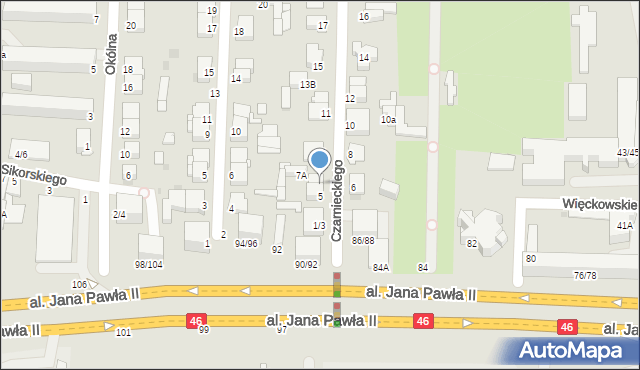 Częstochowa, Czarnieckiego Stefana, hetm., 7, mapa Częstochowy