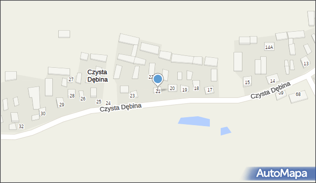 Czysta Dębina, Czysta Dębina, 21, mapa Czysta Dębina