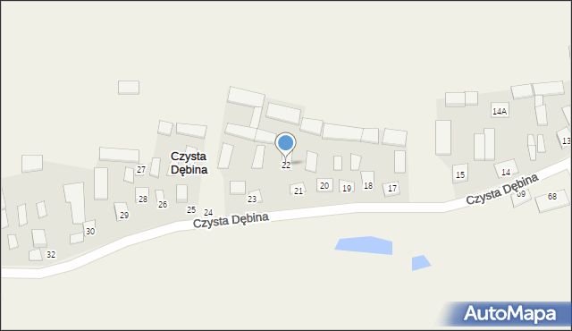 Czysta Dębina, Czysta Dębina, 22, mapa Czysta Dębina