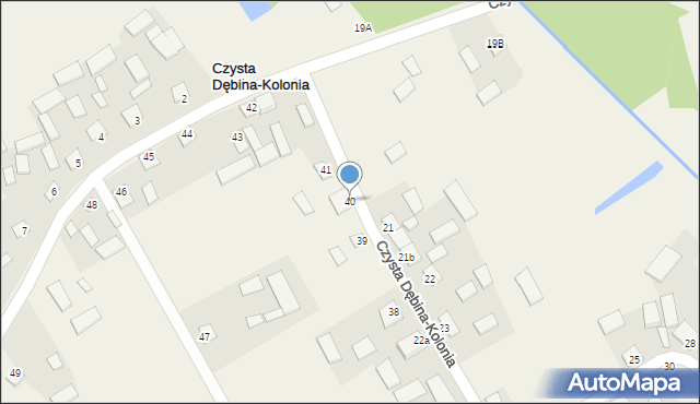 Czysta Dębina-Kolonia, Czysta Dębina-Kolonia, 40, mapa Czysta Dębina-Kolonia