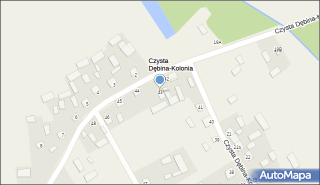 Czysta Dębina-Kolonia, Czysta Dębina-Kolonia, 43, mapa Czysta Dębina-Kolonia